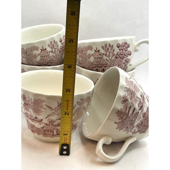 Churchill Willow Rosa Pink Coffee -Tea Cups  - Made in England- Set Of 6 Vintage - Picture 6 of 7